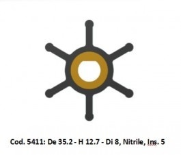 Technautic Impeller 7408 - B35 -2xH12 -7 As 8 Enkel Plat 6-Blads