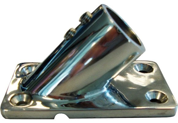 Allpa RVS vlaggenstokhouder met rechthoekige voetplaat 45°  binnenmaat Ø22mm