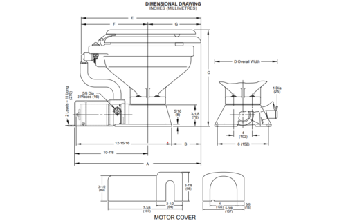 Jabsco Economy Regular elektrisch toilet 24V (37010-4094)