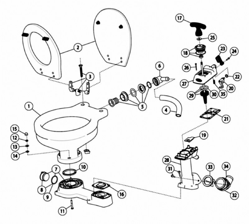 Jabsco Handtoilet Compact - standaard pot