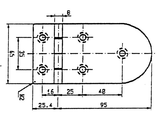 RVS scharnier 120,4 x 65