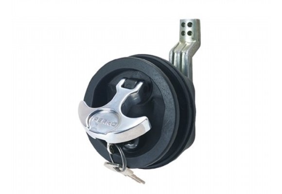 Perko Luiksluiting zwart zonder slot, 32-48mm, rechte schoot, chroom hendel