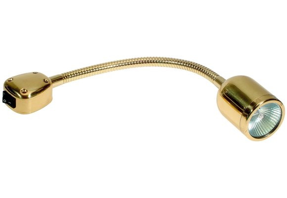 Allpa Messing Kaartleeslamp  halogeen  12V / 10W  voetplaat Ø86mm  met schakelaar