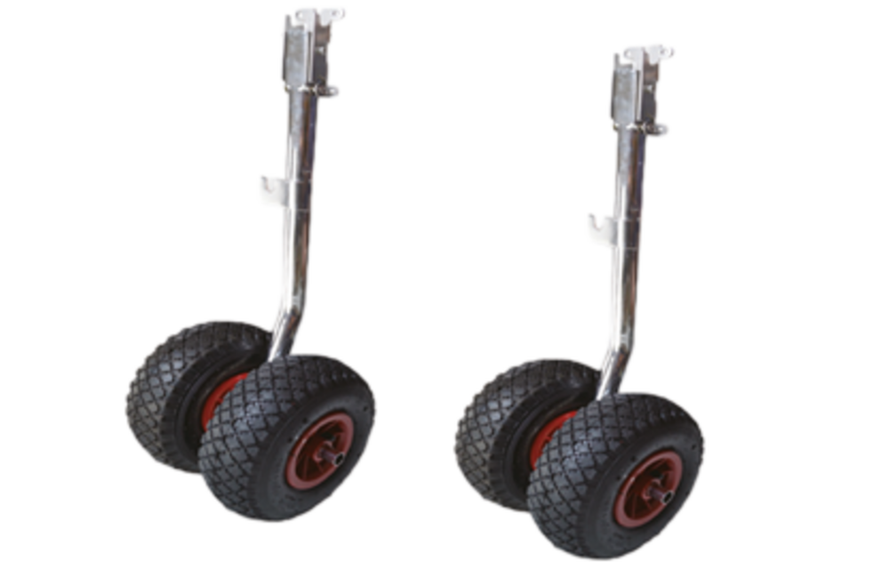 Transportwielen opklapbaar; met dubbele wielen (max. 180 kg per set)