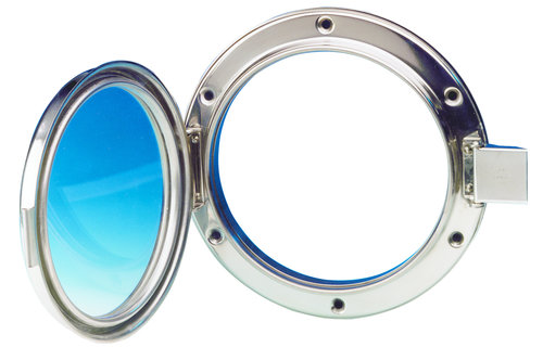 Allpa RVS Patrijspoort  Ø190mm  openklapbaar model met gehard glas  gatmaat Ø141mm