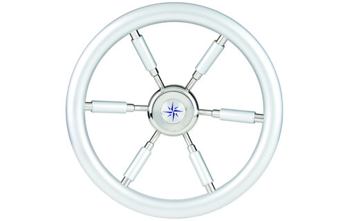 Allpa 6-Spaaks stuurwiel Leader Silver RVS met zilver-look rand en deels spaken  A=370mm  B=100mm