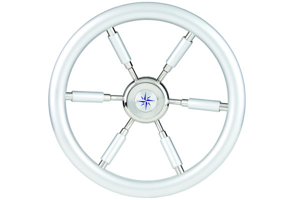 Allpa 6-Spaaks stuurwiel Leader Silver RVS met zilver-look rand en deels spaken A=370mm B=100mm