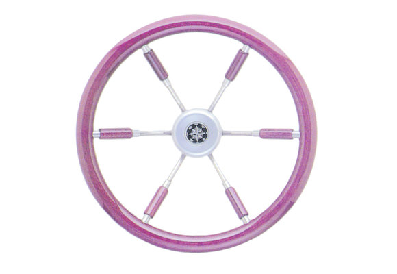 Allpa 6-Spaaks stuurwiel Leader Prestige RVS met mahoniehouten rand  A=360mm  B=100mm