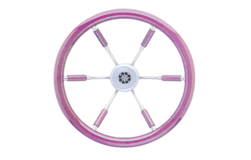 Allpa 6-Spaaks stuurwiel Leader Prestige RVS met mahoniehouten rand  A=360mm  B=100mm