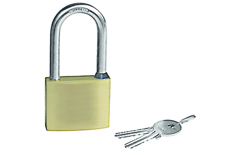 Allpa Messing Hangslot met lange RVS beugel afmetingen 50x40mm