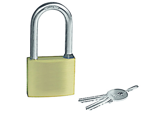 Allpa Messing Hangslot met lange RVS beugel  afmetingen 50x40mm