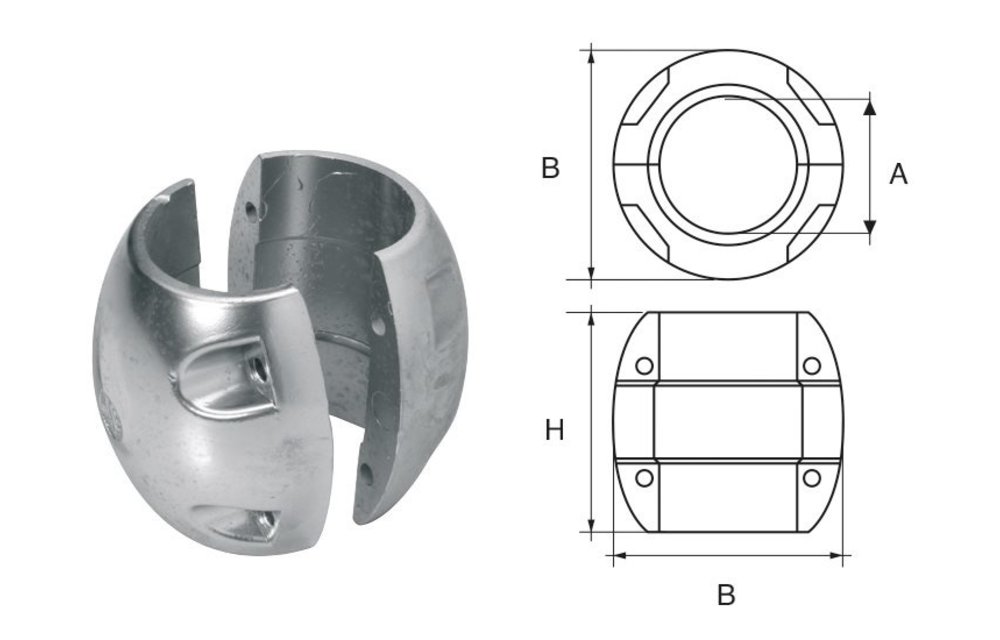 Allpa Aluminium Anode voor as bolvormig