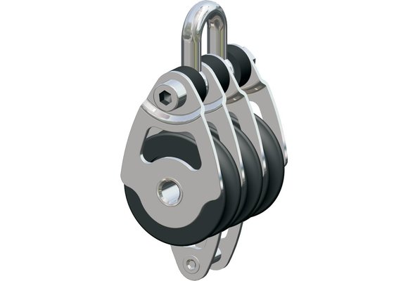 Antal RVS 316 mini block serie 34x6  kogelgelagerd  triple block + becket (hondsvot)