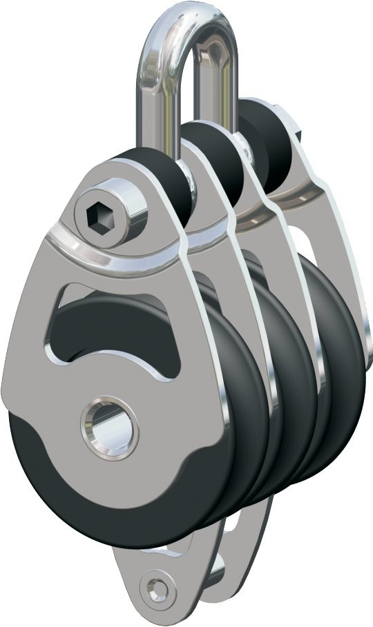 Antal RVS 316 mini block serie 34x6  kogelgelagerd  triple block + becket (hondsvot)