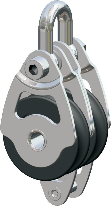 Antal RVS 316 mini block serie 34x6  kogelgelagerd  double block + becket (hondsvot)