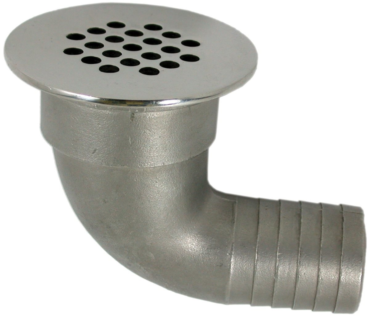 Allpa RVS afvoer 90º met rooster afm. A=16mm B=15mm C=36mm D=42mm