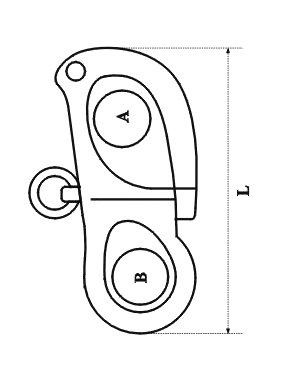 Allpa RVS snapsluiting met vast oog  A=Ø22mm  B=6mm  L=96mm (breekkracht 3800kg)