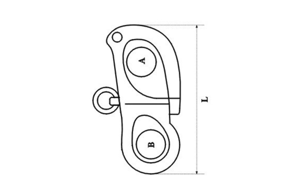 Allpa RVS snapsluiting met vast oog  A=Ø12mm  B=9mm  L=52mm (breekkracht 1800kg)