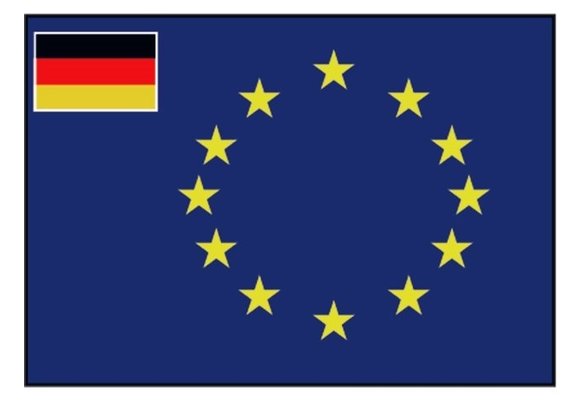 Raad van Europa vlag met afb.: kleine vlag van Duitsland