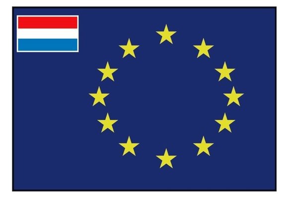 Raad van Europa vlag met afb.: kleine vlag Nederland