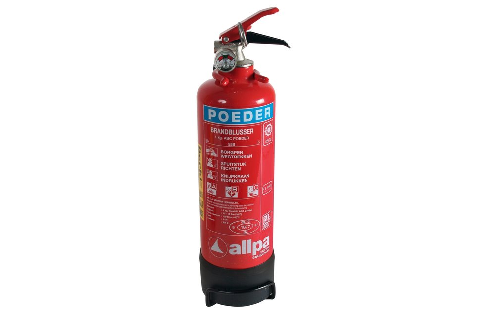 Allpa Poederblusser 1kg Ø85mm H=350mm (brandklasse A + B + C)