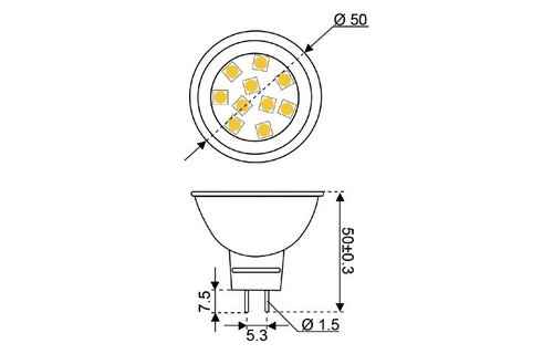 LED vervangingslamp 10xSMD - GU5.3 - 1.6 watt