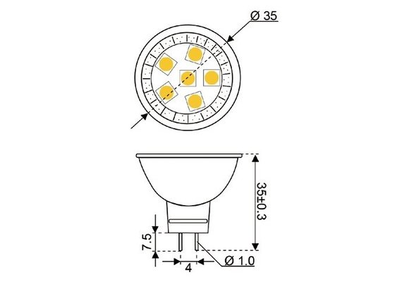 LED vervangingslamp 6xSMD - GU4 - 1 watt