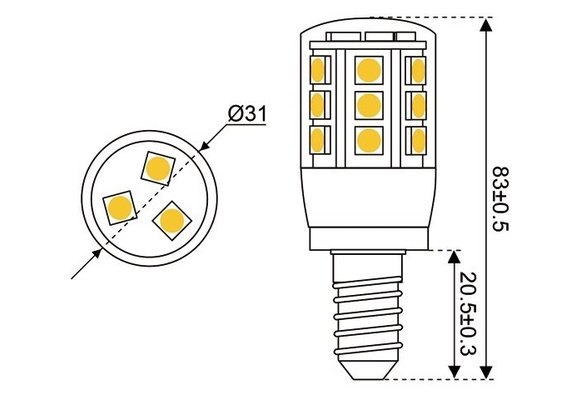 LED vervangingslamp  24xSMD - E14 - 4 watt