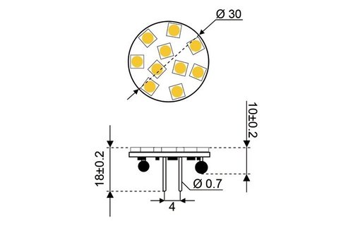 LED vervangingslamp  10xSMD - G4 achter