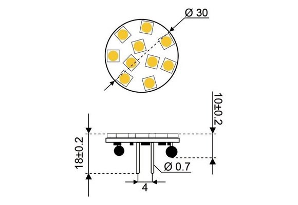 LED vervangingslamp  10xSMD - G4 achter