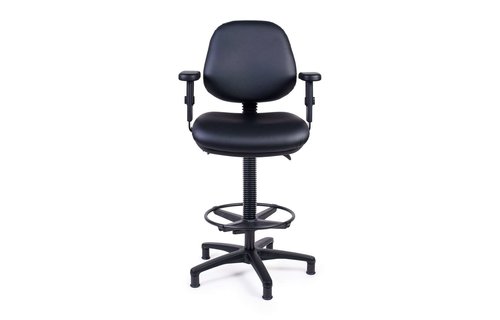 Stuurstoel kunstleer zwart verchroomde voet