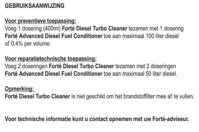 Forté Diesel Turbo Cleaner
