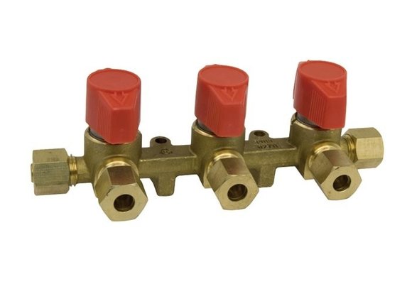 Gaskraan verdeelblok triple