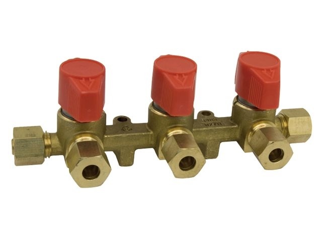 Gaskraan verdeelblok triple