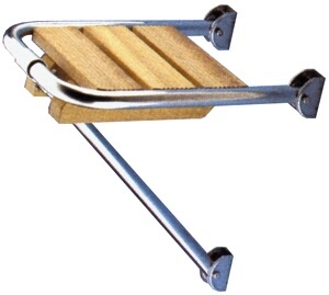 Allpa RVS Mini Zwemplateau met teakhouten vlonder  afm. 270x360mm  1x uithouder  buis Ø25mm