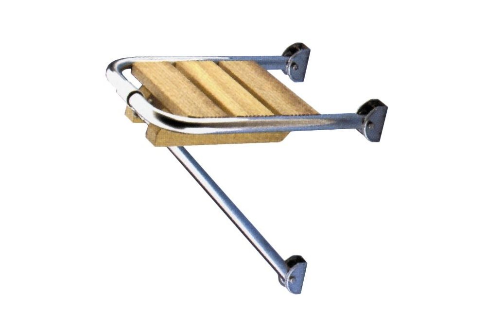 Allpa RVS Mini Zwemplateau met teakhouten vlonder afm. 270x360mm 1x uithouder buis Ø25mm