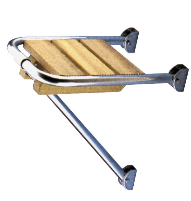 Allpa RVS Mini Zwemplateau met teakhouten vlonder  afm. 270x360mm  1x uithouder  buis Ø25mm