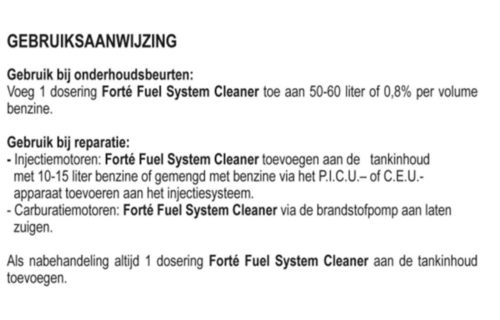 Forté Fuel system cleaner