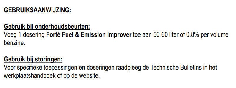 Forté Fuel & Emission Improver