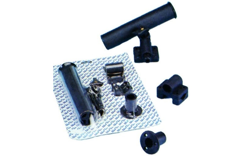 Allpa Kunststof hengelhouder voor railing- (Ø25mm) dek- of zijmontage L=215mm max. Ø40mm zwart