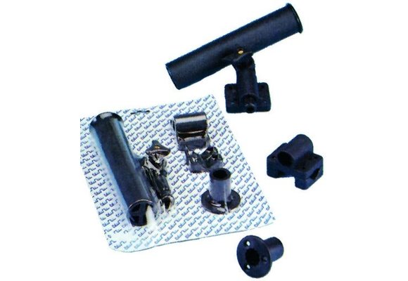 Allpa Kunststof hengelhouder voor railing- (Ø25mm)  dek- of zijmontage  L=215mm  max. Ø40mm  zwart