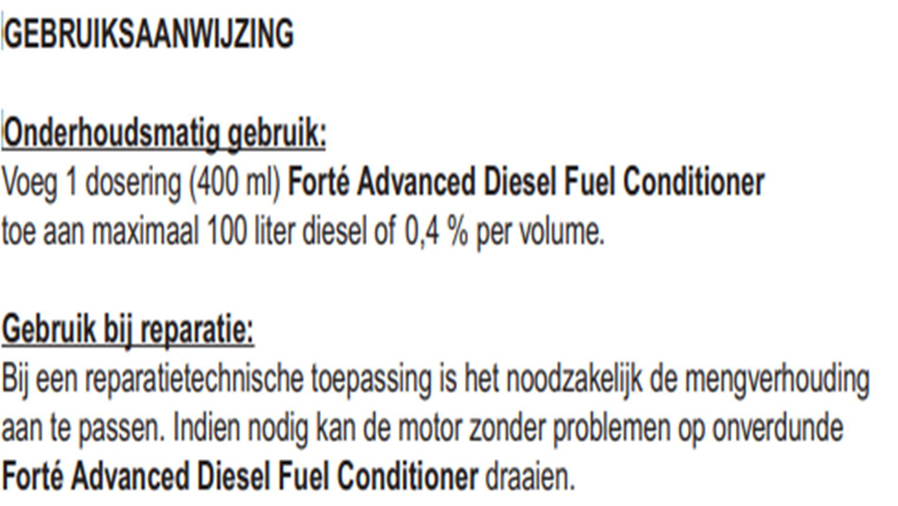 Forté Advanced Diesel Fuel Conditioner