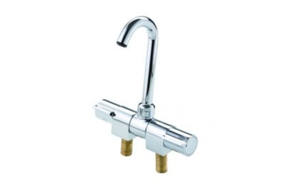Allpa Verchroomde 2-knops mengkraan  met klapbare & draaibare 14mm-uitloop  aansluiting 3/8