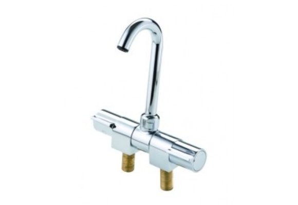 Allpa Verchroomde 2-knops mengkraan  met klapbare & draaibare 14mm-uitloop  aansluiting 3/8