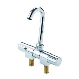 Allpa Verchroomde 2-knops mengkraan met klapbare & draaibare 14mm-uitloop aansluiting 3/8