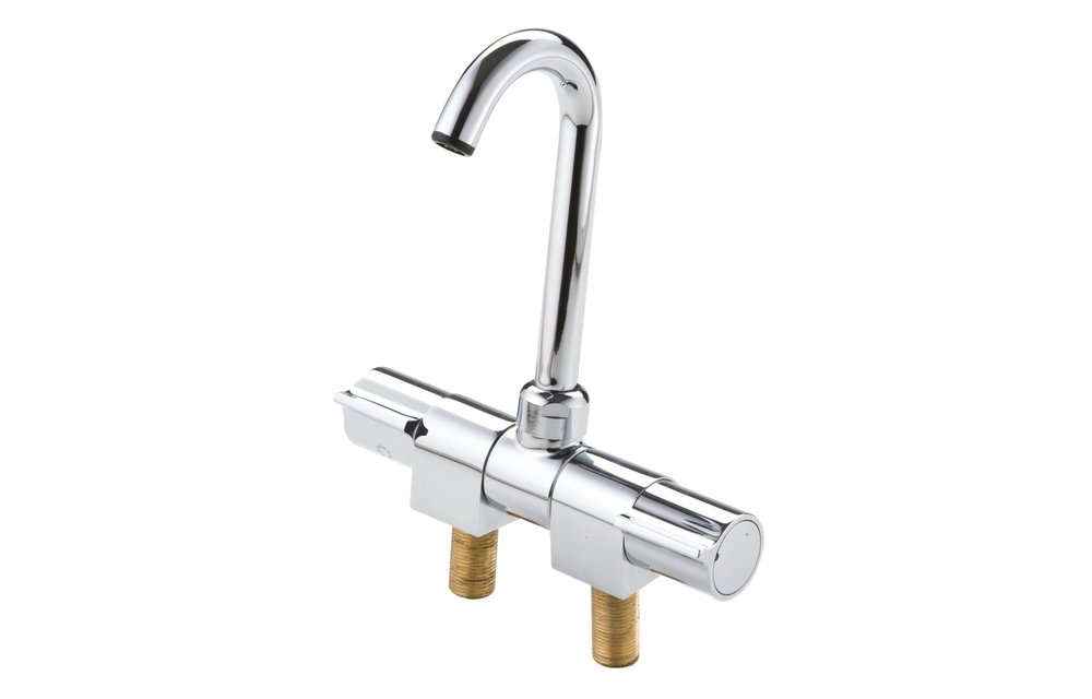 Allpa Verchroomde 2-knops mengkraan met klapbare & draaibare 14mm-uitloop aansluiting 3/8