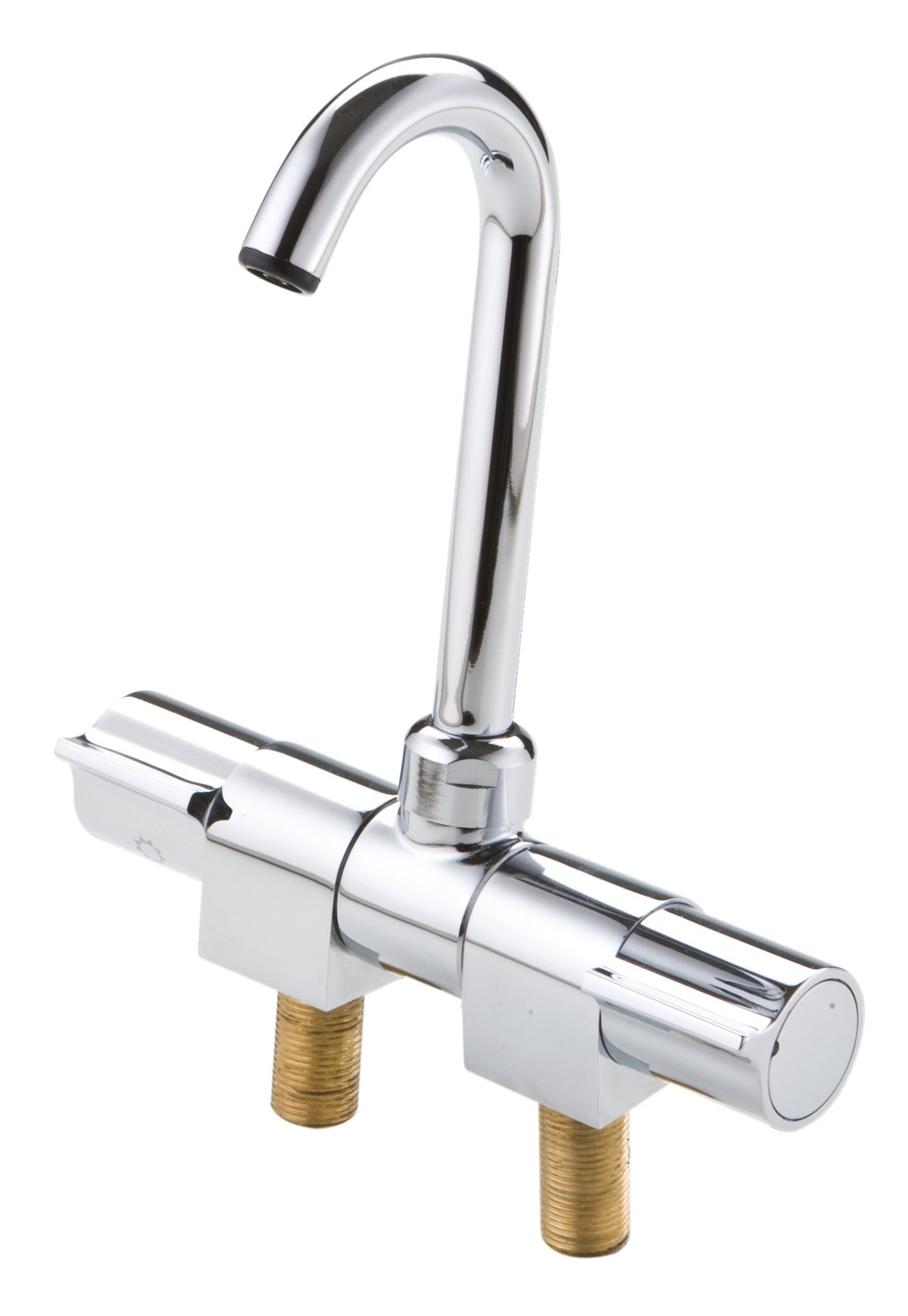 Allpa Verchroomde 2-knops mengkraan met klapbare & draaibare 14mm-uitloop aansluiting 3/8