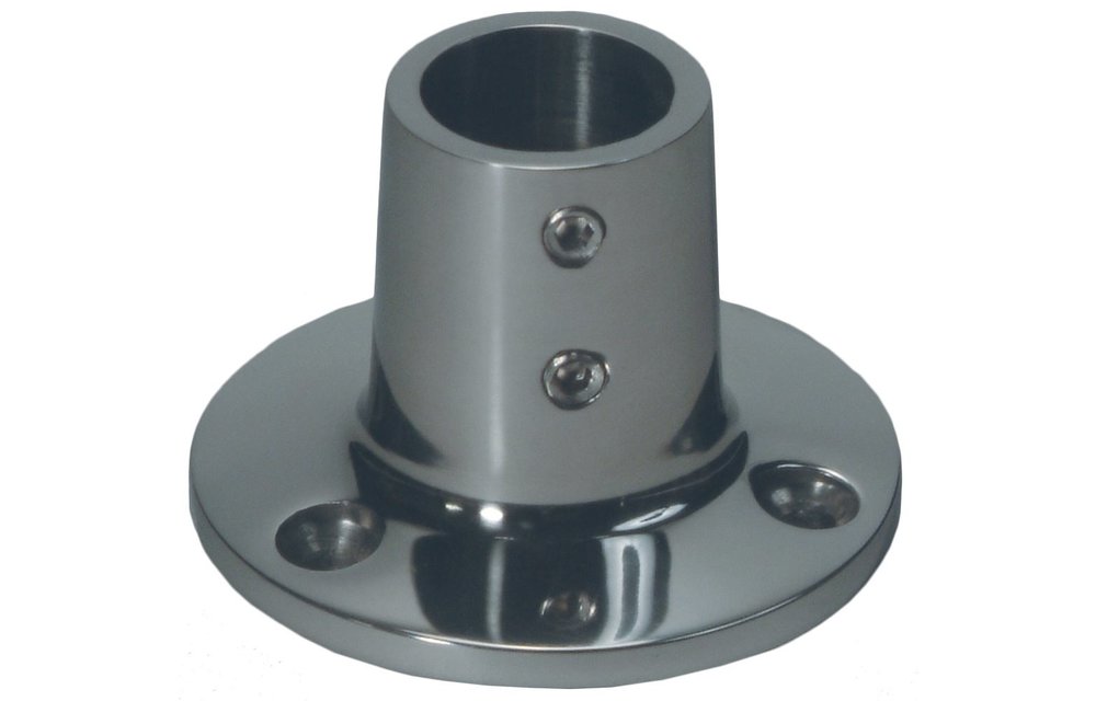 Allpa RVS Railingsteun 90° Ø22 25mm met ronde voet Ø66 7mm
