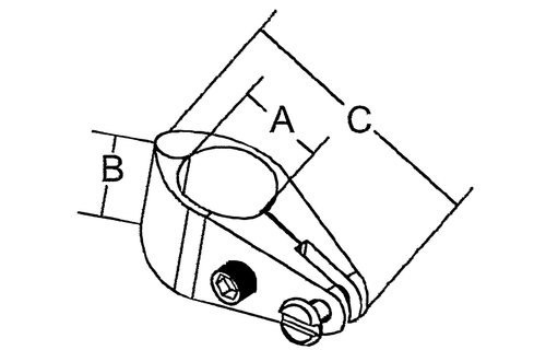 Allpa RVS Buiskap gedeeld middenstuk  A=22 25mm  B=28 6mm  C=66 7mm
