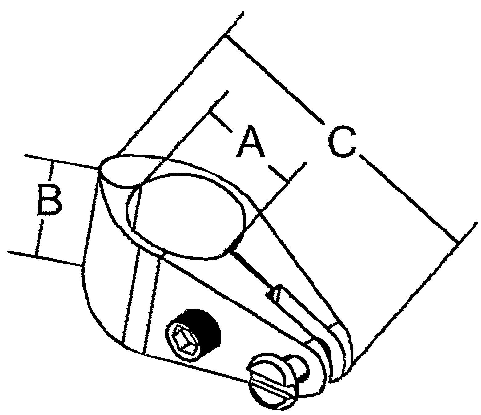 Allpa RVS Buiskap gedeeld middenstuk  A=22 25mm  B=28 6mm  C=66 7mm